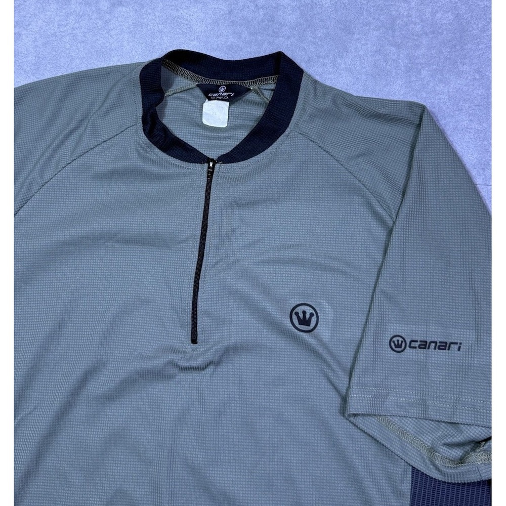 Canari Cycling Jersey Mens L Sage Green 1/4 Zip Featherweight Performance Active